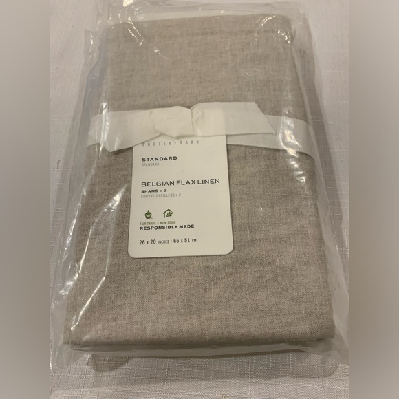 NWT Pottery Barn Belgian Flax Linen Contrast Flange Shams - Picture 6 of 9